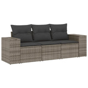 Set Divani da Giardino 3 pz | Set Salotto da Giardino con Cuscini Grigio in Polyrattan
