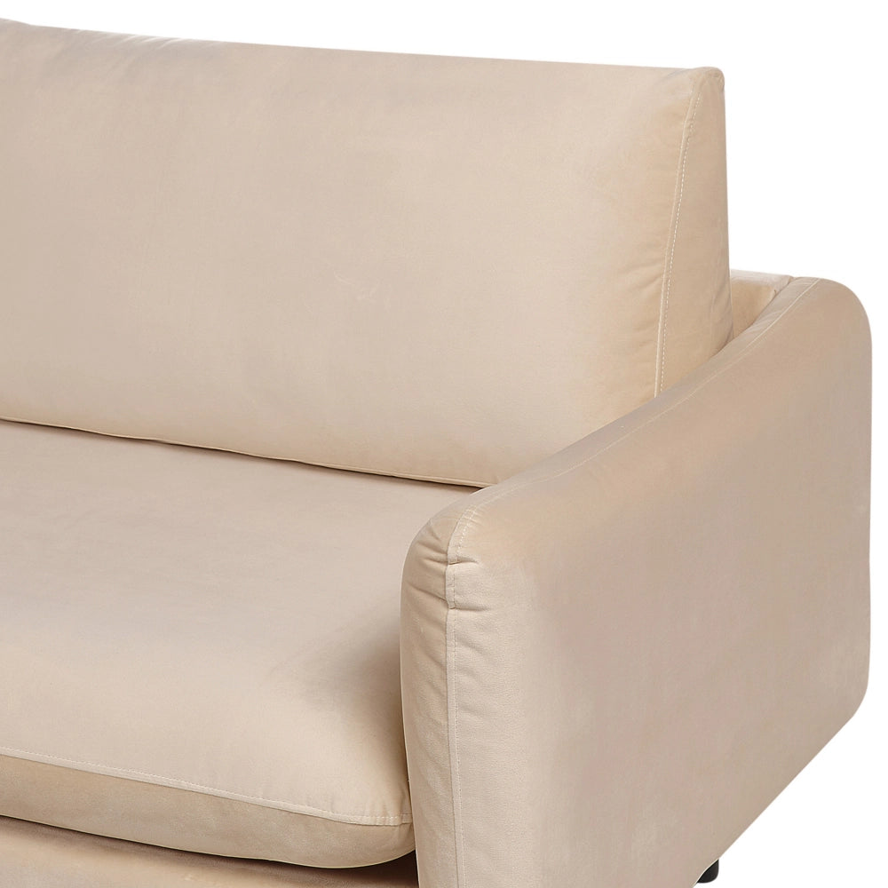 Divano angolare moderno in velluto beige con gambe nere a 4 posti lato destro Stile Retrò Moderno
