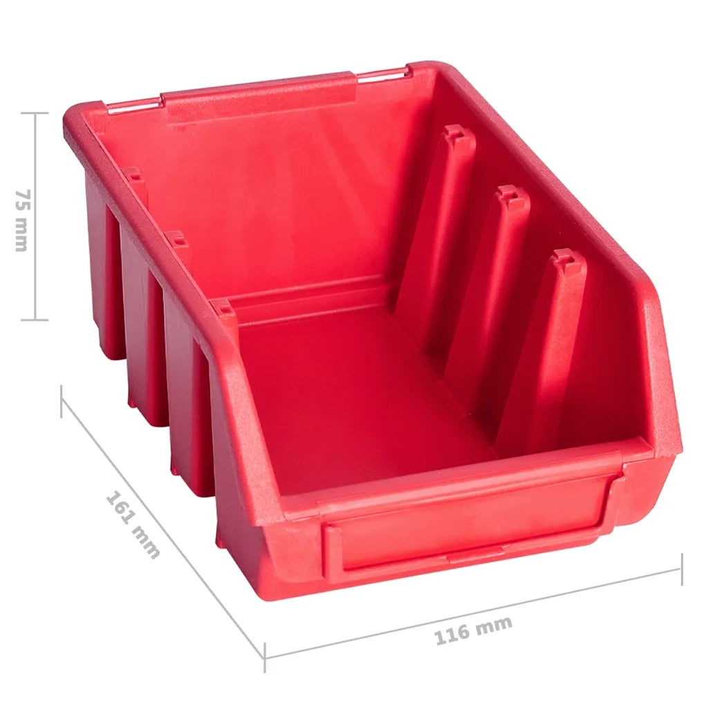 Kit Contenitori 96 pz con Pannelli a Parete Rosso e Nero CFW4522718