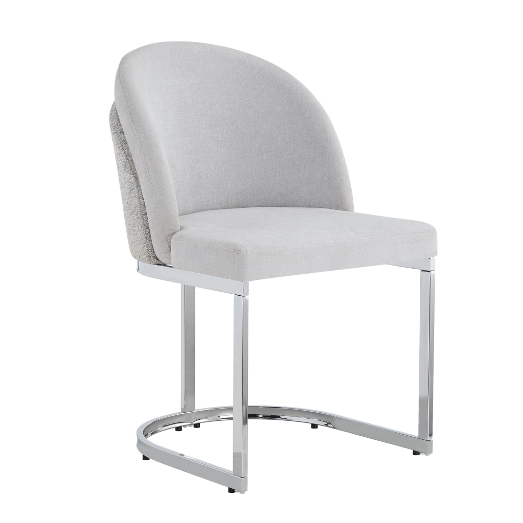 Set di 2 sedie da pranzo 65.99x56.01x56.01 cm con doppio schienale in chenille grigio e argento