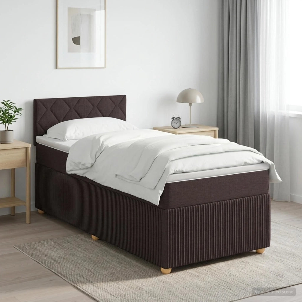 Letto box spring con materasso Marrone Scuro 90 x 190 cm 3451366