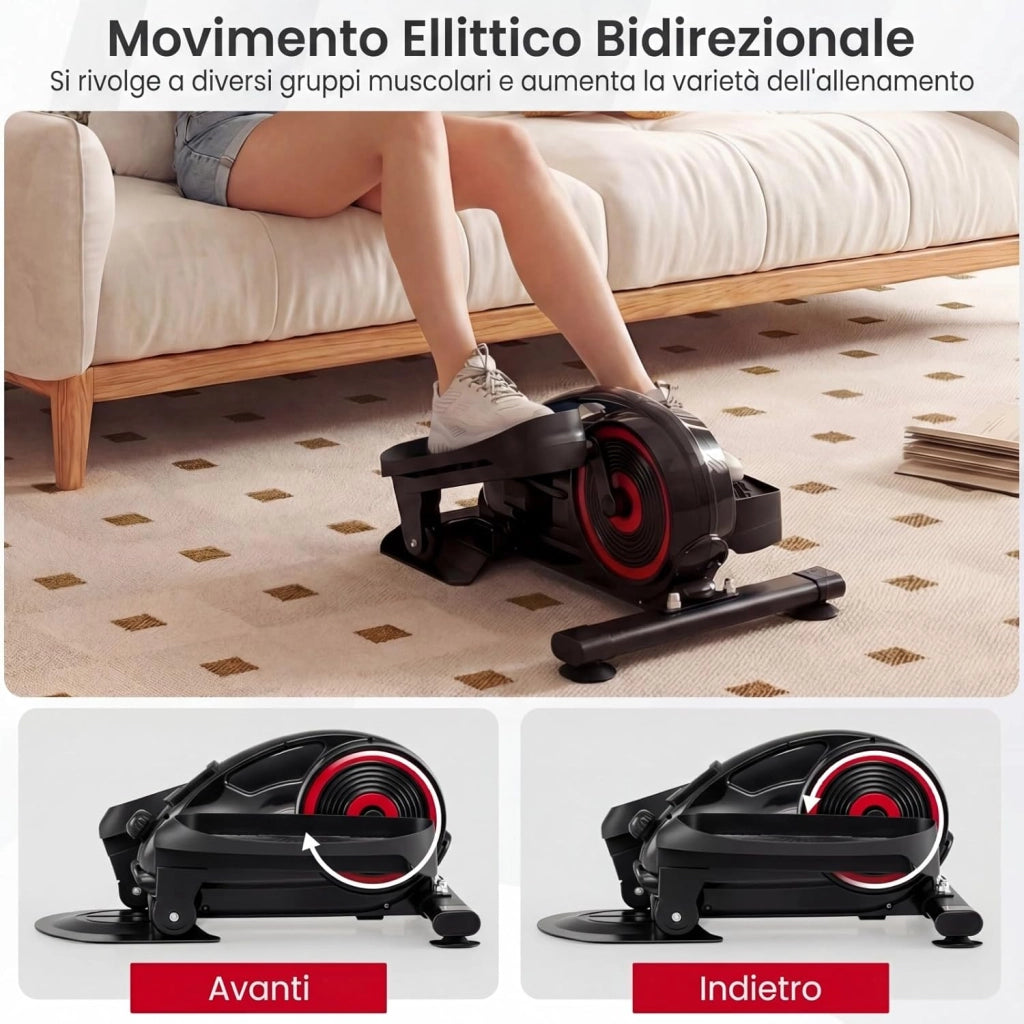 Ellittica da Casa, Ellittica sotto Scrivania Salvaspazio con Display e Resistenza Magnetica Regolabile, Pedaliera Riabilitazione Silenziosa e Portatile per Gambe e Cardio a Basso Impatto