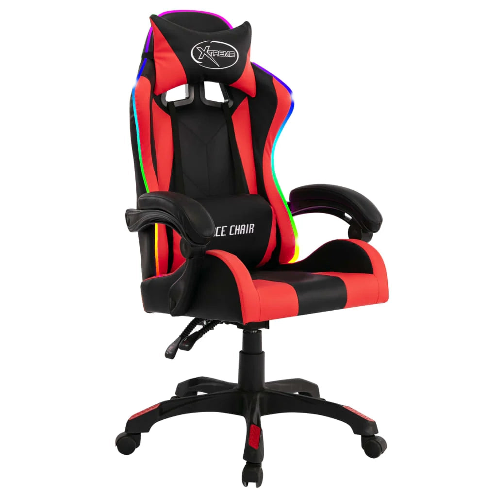 Sedia girevole da ufficio/studio/videogioco con illuminazione LED RGB e similpelle multicolore 02_0024214