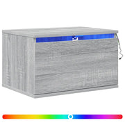 Set di 2 Comodini | Armadio da Notte | Mobiletto da notte a Parete con luci LED Grigio Sonoma