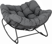 Sedia a Dondolo a Forma di Uovo, Poltrona Relax con Gambe Curve, Struttura in Metallo e Cuscino in Poliestere, Portata 150 kg, per Salotto e Balcone, Grigio Scuro