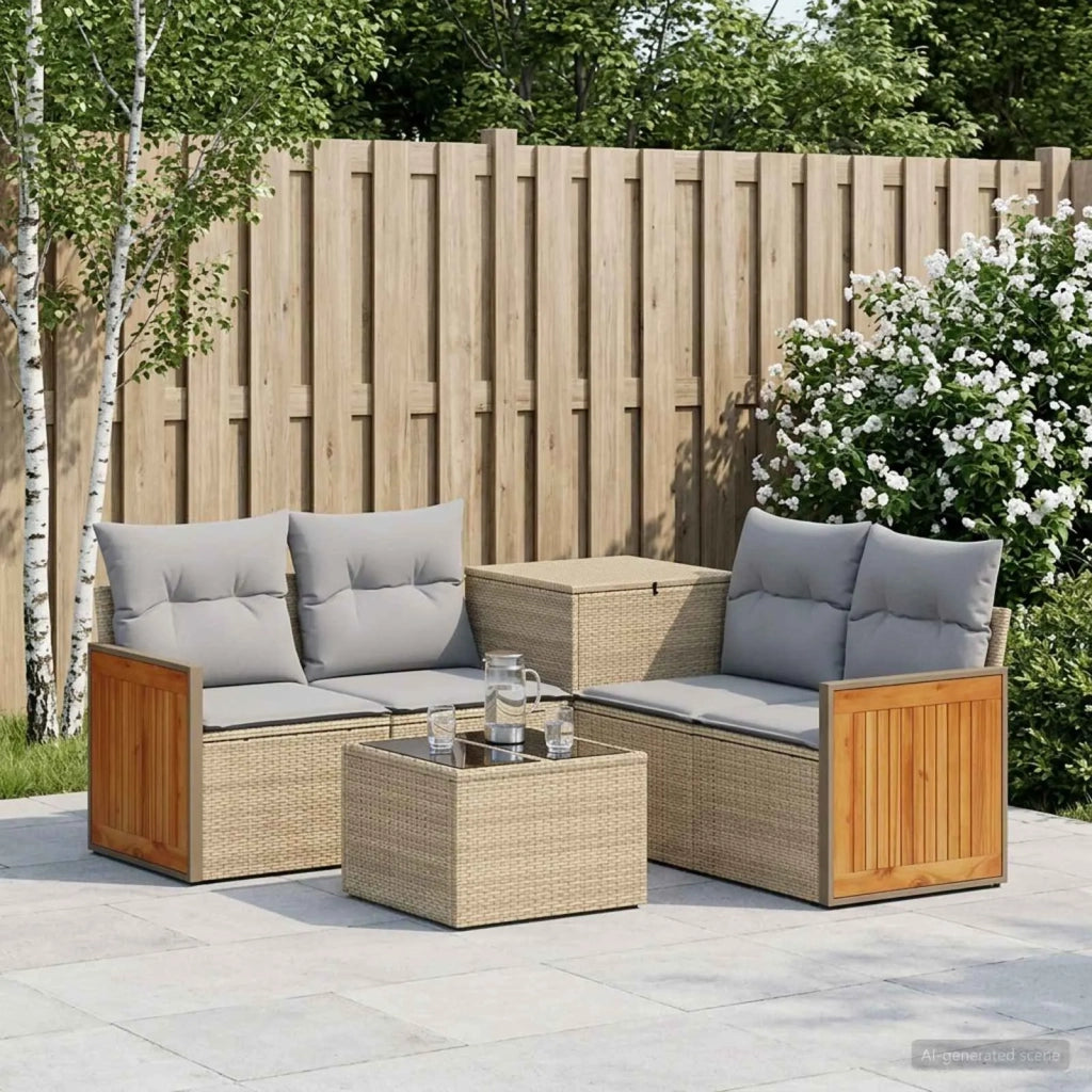 Set di divani 6 pz Beige e Grigio Chiaro 3447723