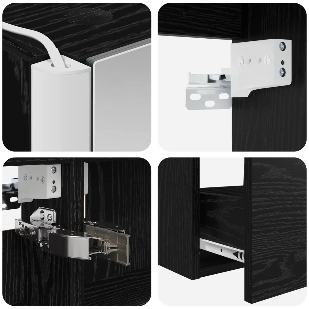 Set di mobili per il bagno 4 pcs Rovere Nero 3407064