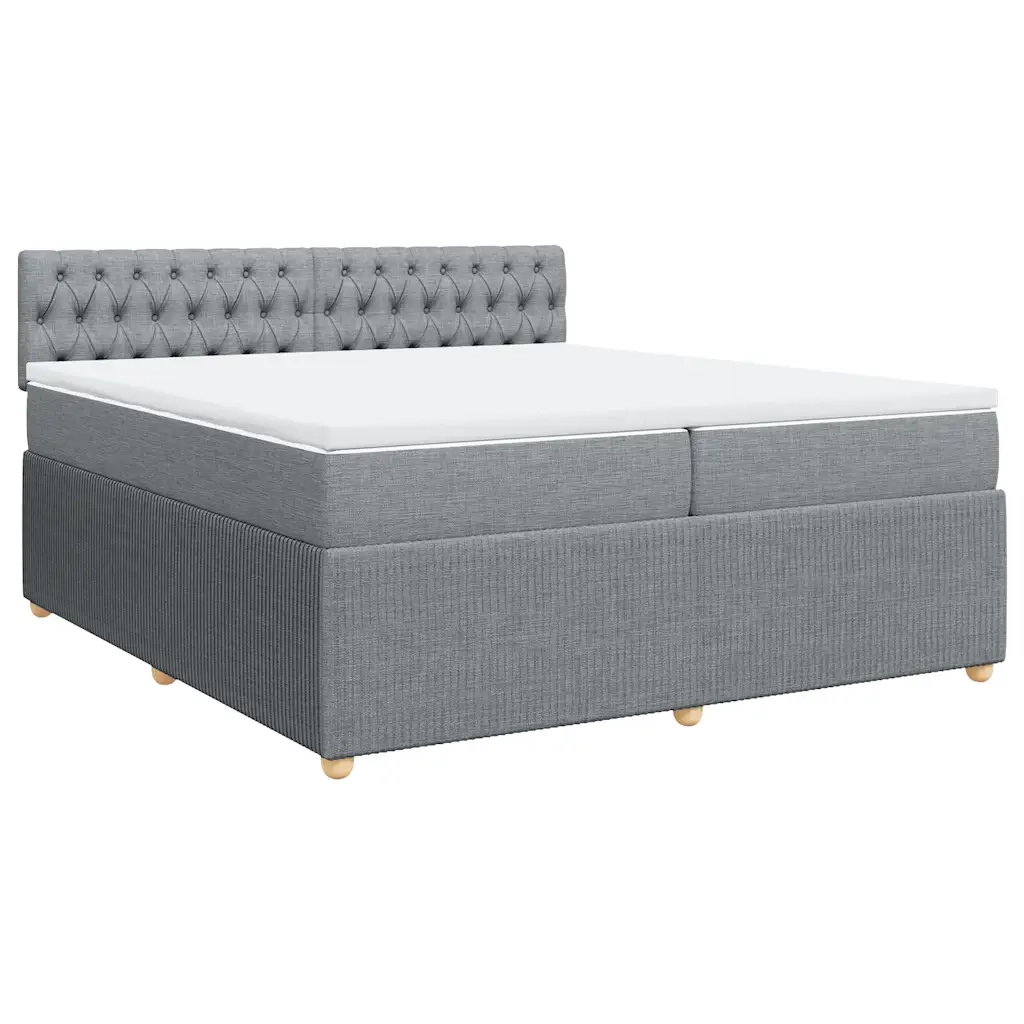 Giroletto a Molle con Materasso Grigio Chiaro 200x200cm Tessuto