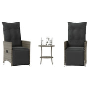 Set da BistrÃ² 3 pz con Cuscini Grigio in Polyrattan
