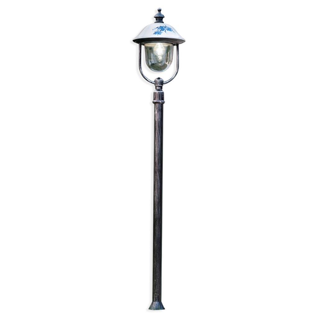 Palo Esterno Classico Bari Metallo E Ceramica Nero Sfumato Argento 1 Luce E27