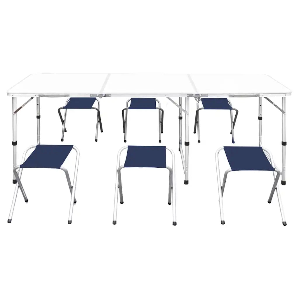 Set Tavolo da Campeggio Pieghevole 6 Sedie Regolabili 180x60 cm 41329