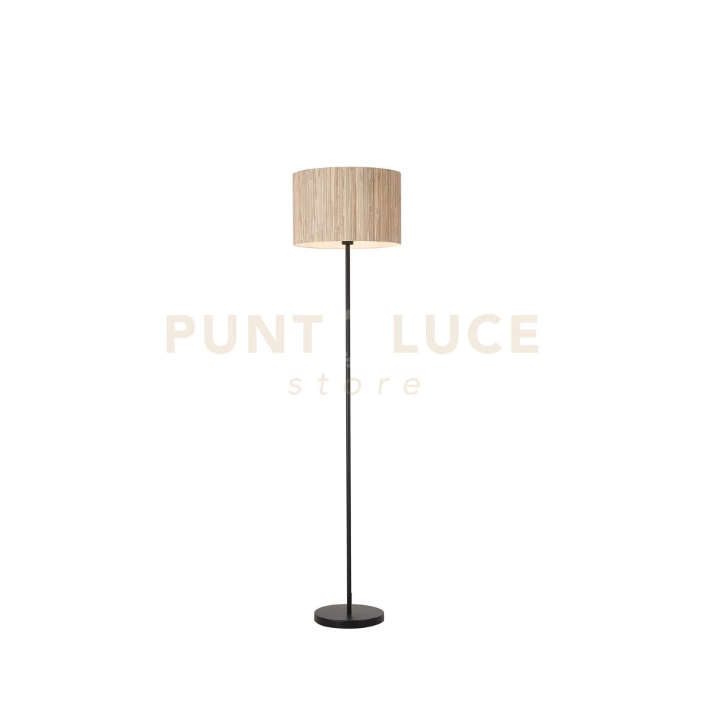 Lampada da terra Meadow 1Lt, paralume in erba naturale e metallo nero