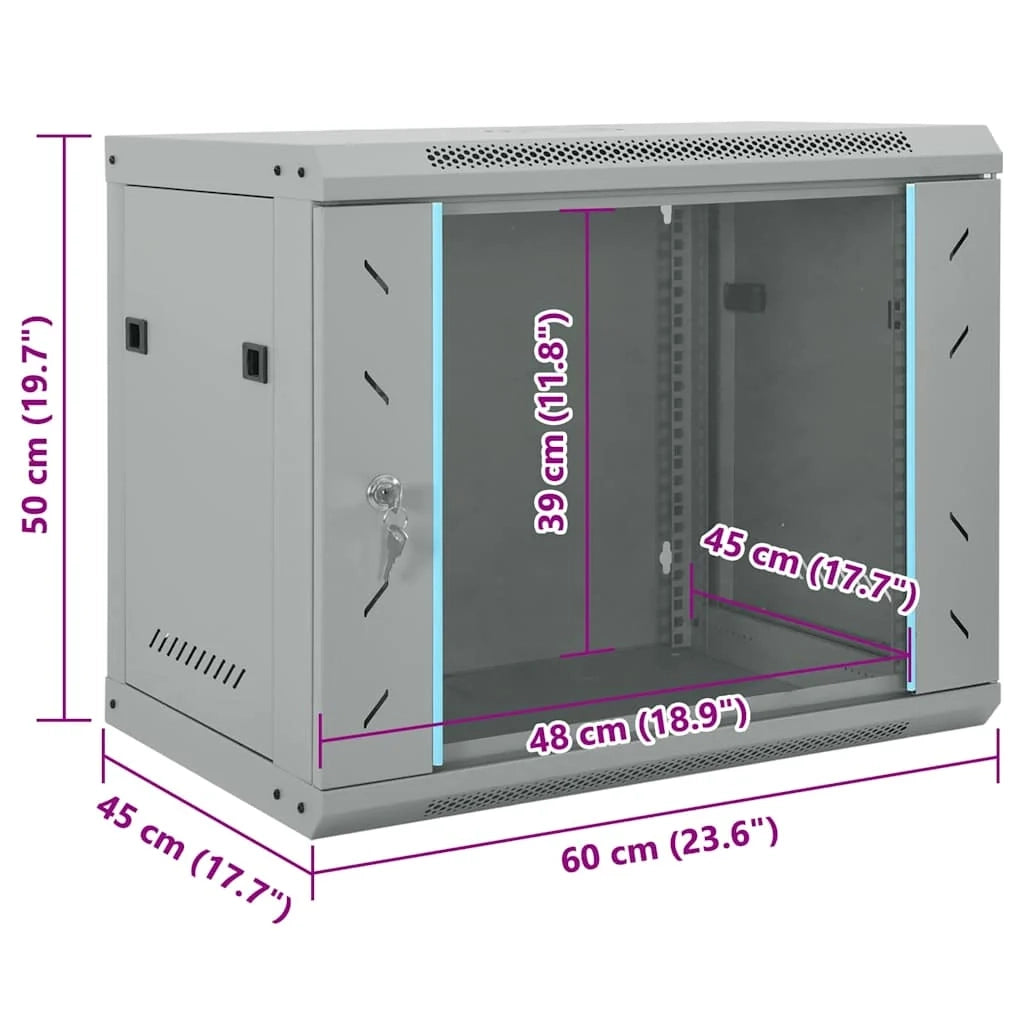Armadio di rete industriale con vano interno 60 x 45 x 50 cm conforme alle normative di sicurezza in acciaio grigio 02_0059066