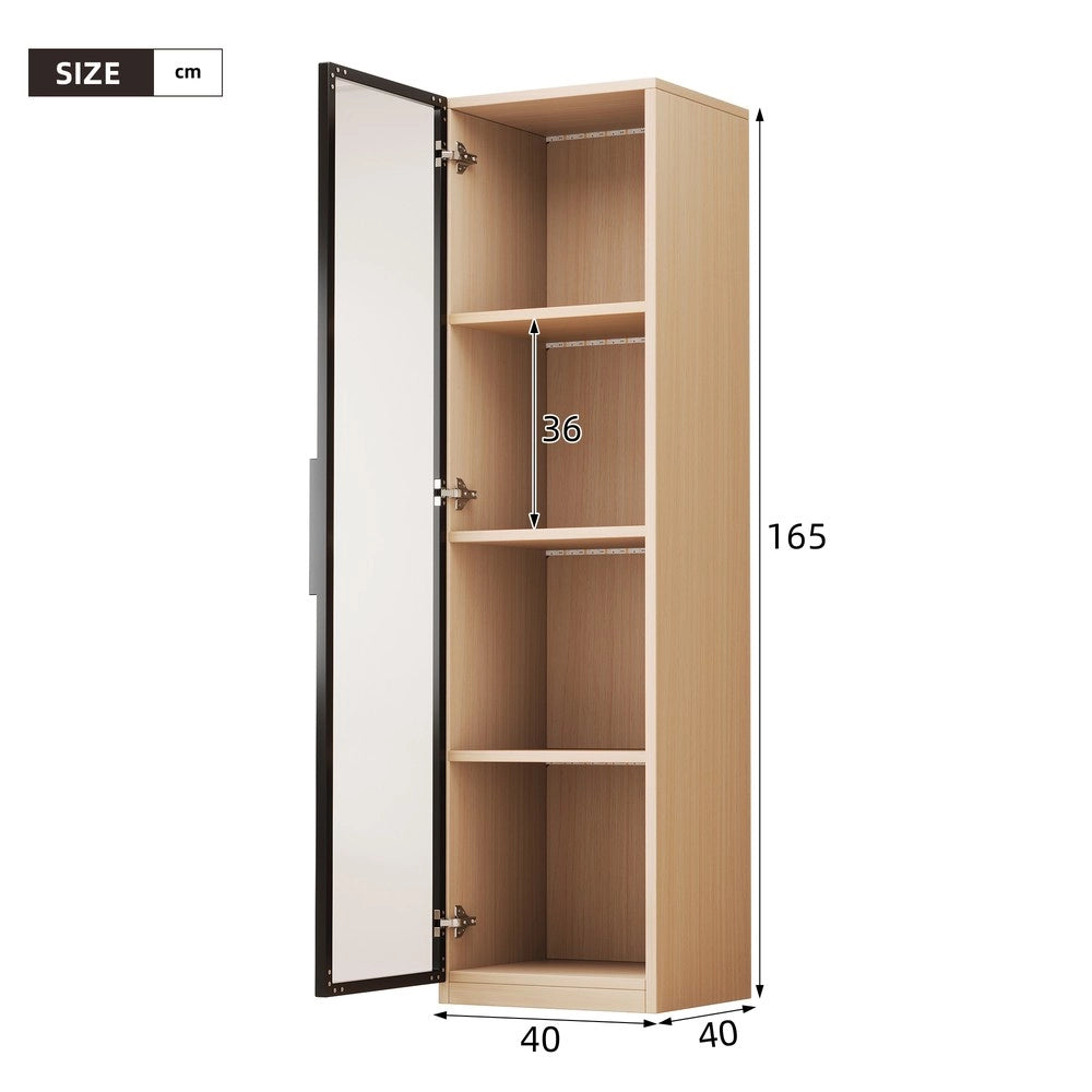 Vetrina con Porta in Vetro e LED ¨C Xylo ¨C Rovere, MDF, 40x40x165 cm