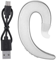 Cuffie Wireless per Orecchio - Bluetooth - Ergonomiche e Senza Mani - Argento - Sport e Jogging - Orecchino Senza Fili