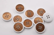 10 pezzi di noccioli di legno di olivo imbiancati con 4 fori (17 mm)