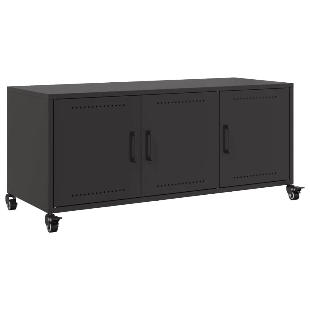 Mobile TV multimediale scaffale TV credenza mobile TV sala da pranzo soggiorno camera da letto 100,5 x 39 x 43,5 cm acciaio nero 02_0025539