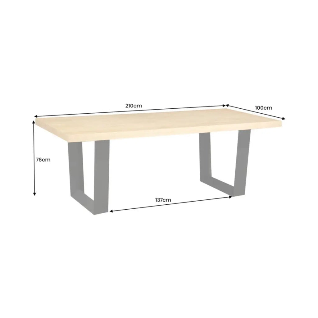 Tavolo da pranzo AZMA – Impiallacciatura di quercia e metallo – 210 cm – Stile moderno