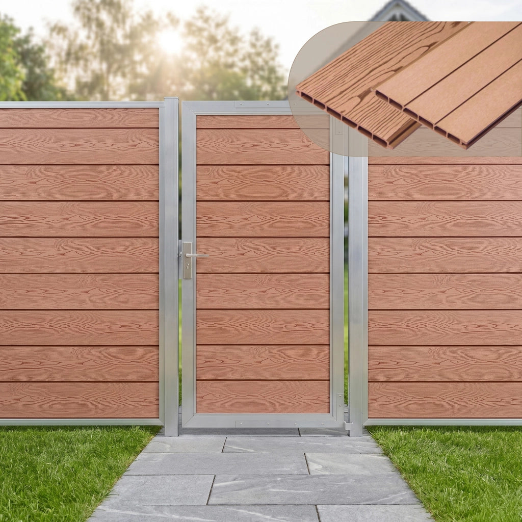 Cancello da Giardino Pedonale Segovia 90x180 cm Porta per Recinzione con Serratura - Marrone NEU.HOLZ