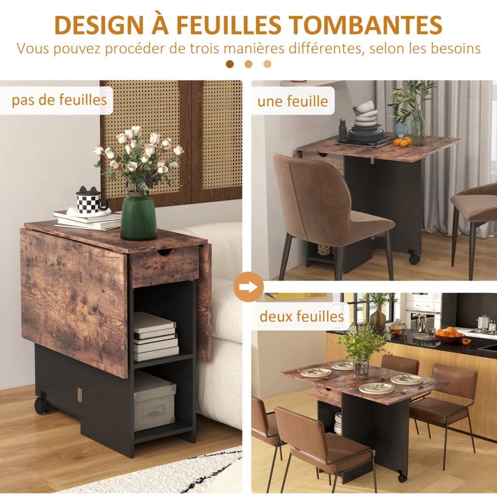 Tavolo da pranzo pieghevole ed estensibile ¨C zephmum ¨C rustico nero 120x72x75 cm