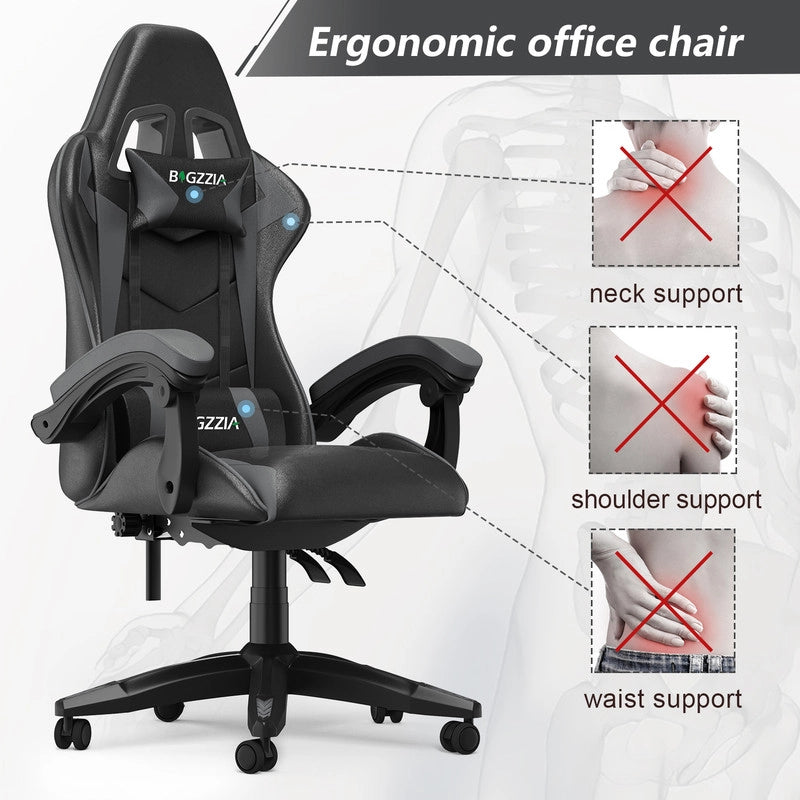 Sedia da gioco, Sedia da gioco ergonomica in similpelle , altezza regolabile con supporto lombare e poggiatesta, schienale reclinabile