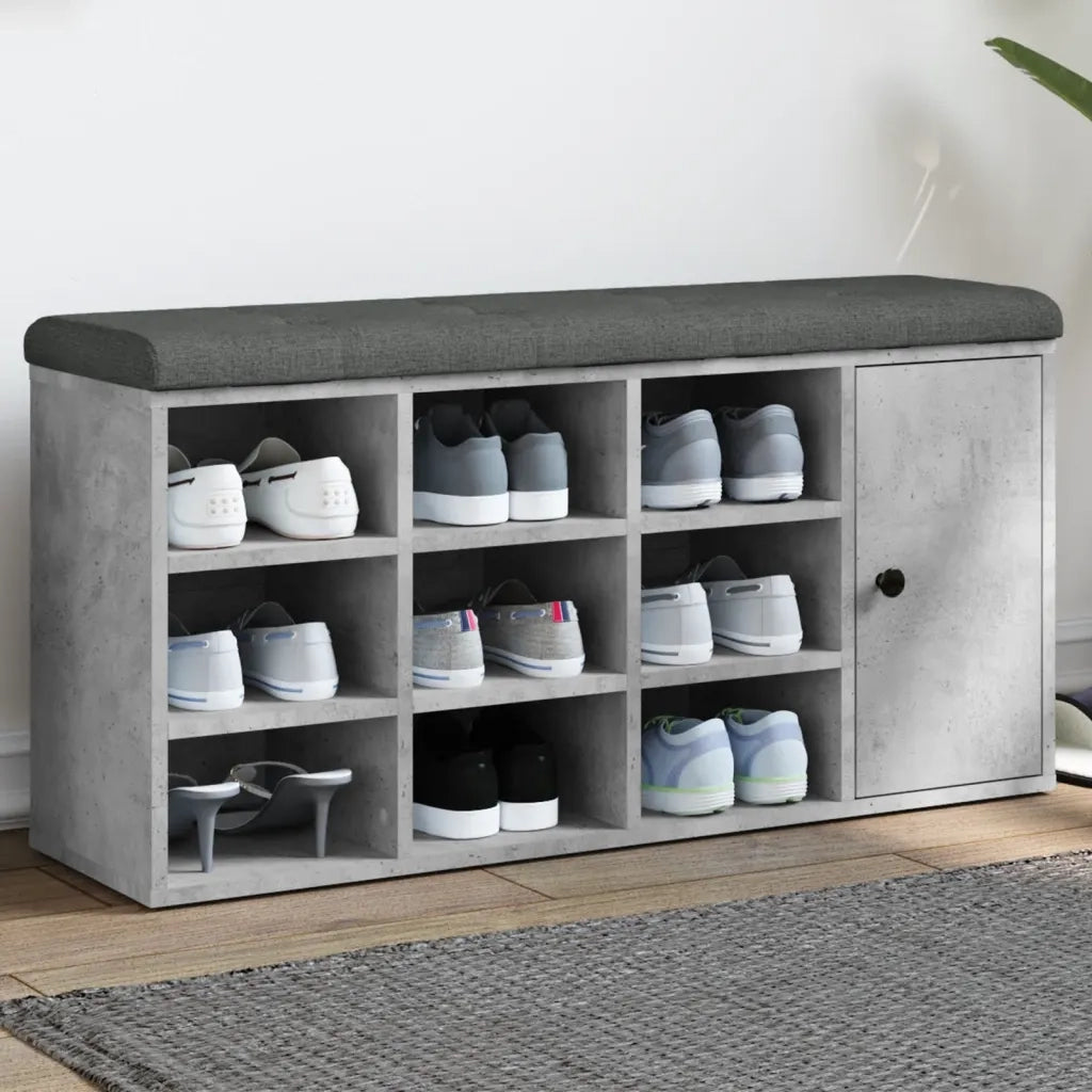Panca Porta Scarpe-Sgabello-Panca Scarpiera Grigio Cemento 102x32x50cm Legno Multistrato 392788