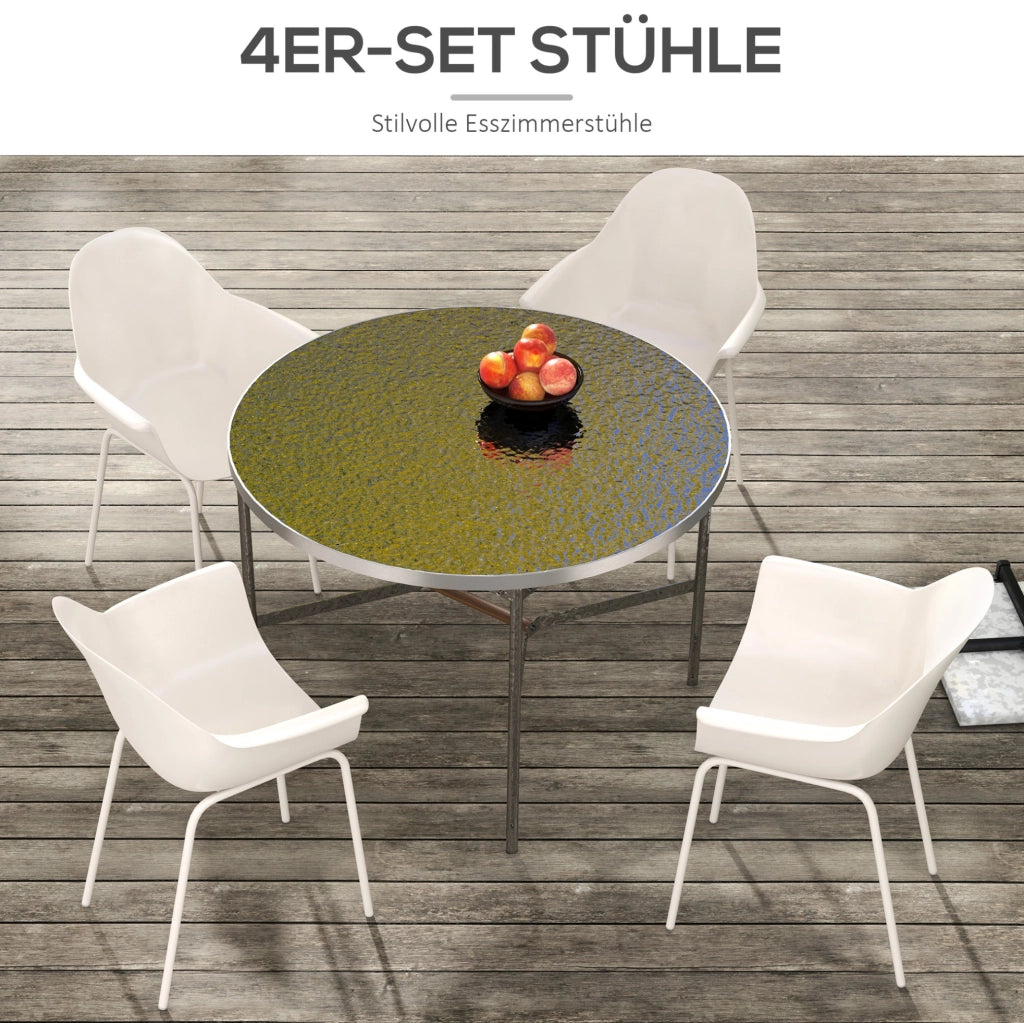 Set di 4 sedie da giardino grigie con braccioli e schienale alto