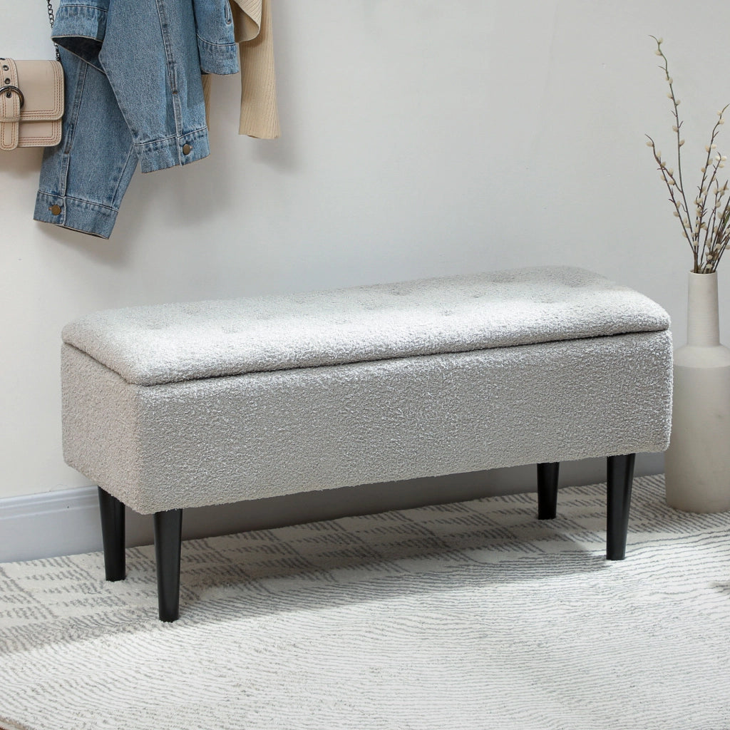Pouf Contenitore Imbottito Grigio ¨C Zephmum ¨C 95x38x45 cm