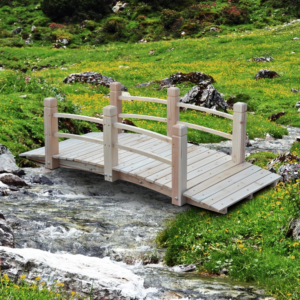 Ponte da giardino in legno con ringhiera ¨C Minimal ¨C 152.5x67x48 cm