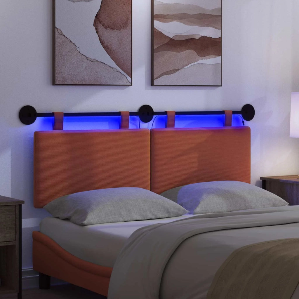 Testiera sospesa Con luce LED Arancione Tessuto in Cords