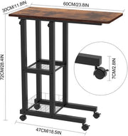 Tavolo supplementare a forma C, tavolo salotto in legno, con ruote, tavolo salotto ripiegabile, con tasca di stoccaggio, adatto per
