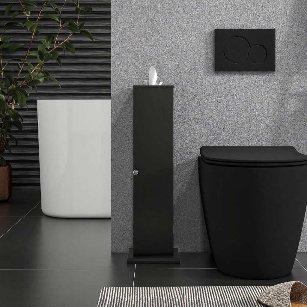 Mobiletto bagno 3 ripiani con portarotolo ¨C Xylo ¨C nero salvaspazio