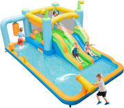 Castello Gonfiabile per Bambini, Casa Gonfiabile con 2 Scivoli, Piscina, Cannone d'Acqua e Sacco da Boxe, per 2 Bambini 3-10 Anni, 503 x 348 x 228 cm