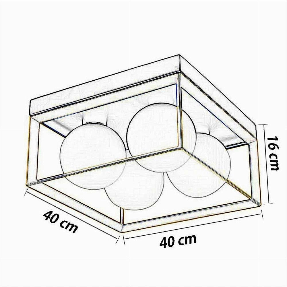 Trade Shop - Plafoniera Da Soffitto Lampada In Metallo Nero Bronzo Con 4 Sfere Vetro G9 C76-4 -
