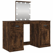 Toeletta | Tavolo da Trucco con LED Rovere Fumo 130x50x132,5 cm