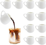 Set di 10 Creamer Mini in Porcellana Bianca da 50 ml per Caffè e Salse