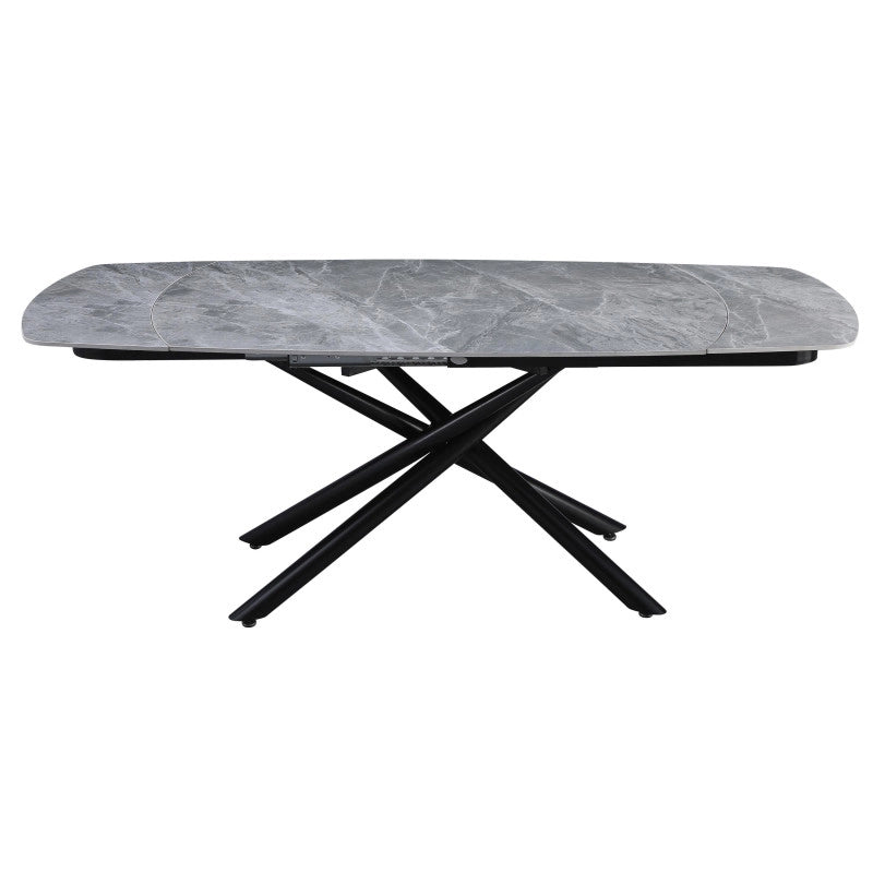Tavolo Ryder 140(200)x90x76cm Top Ceramica Amica Grigio Marmorizzato Lucido
