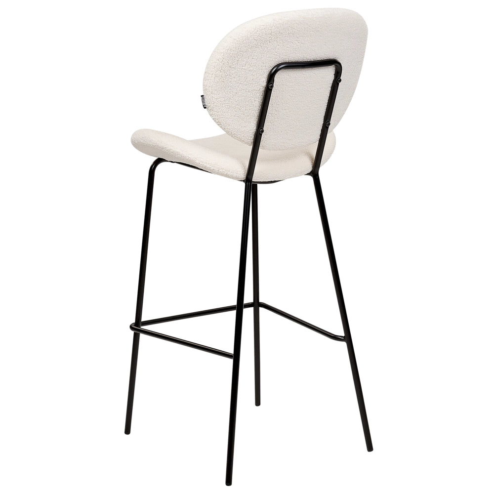 Set di 2 sedie da pranzo bianco con gambe senza braccioli Bouclè PU Gambe in ferro nero Design contemporaneo e retrò Sedute per la sala da pranzo