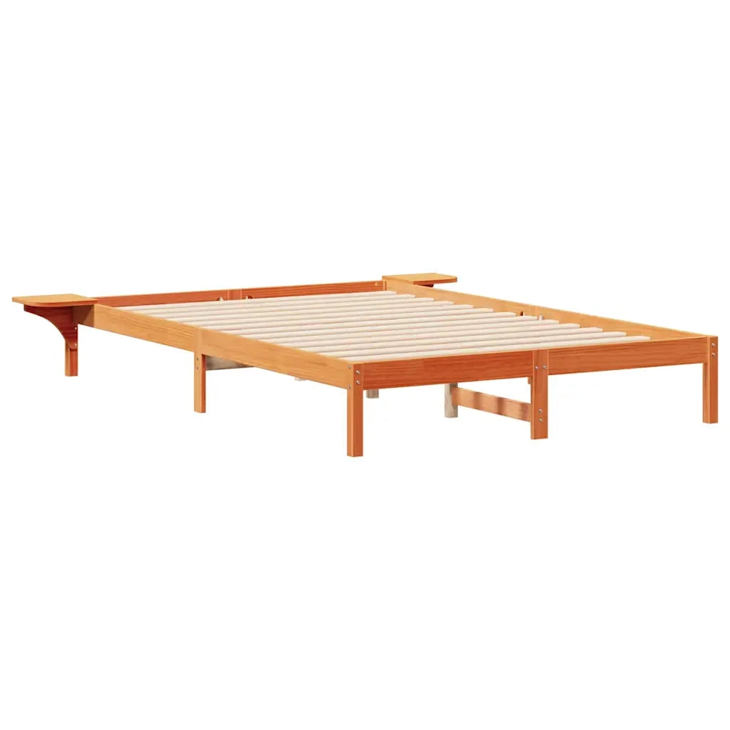 Letto con Tavolini Laterali Marrone cerato 140 x 220 cm 873249
