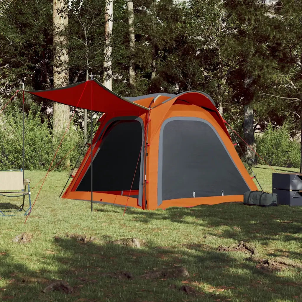 Tenda Campeggio 4 Persone-Tenda per Escursionismo Grigio e Arancione Impermeabile