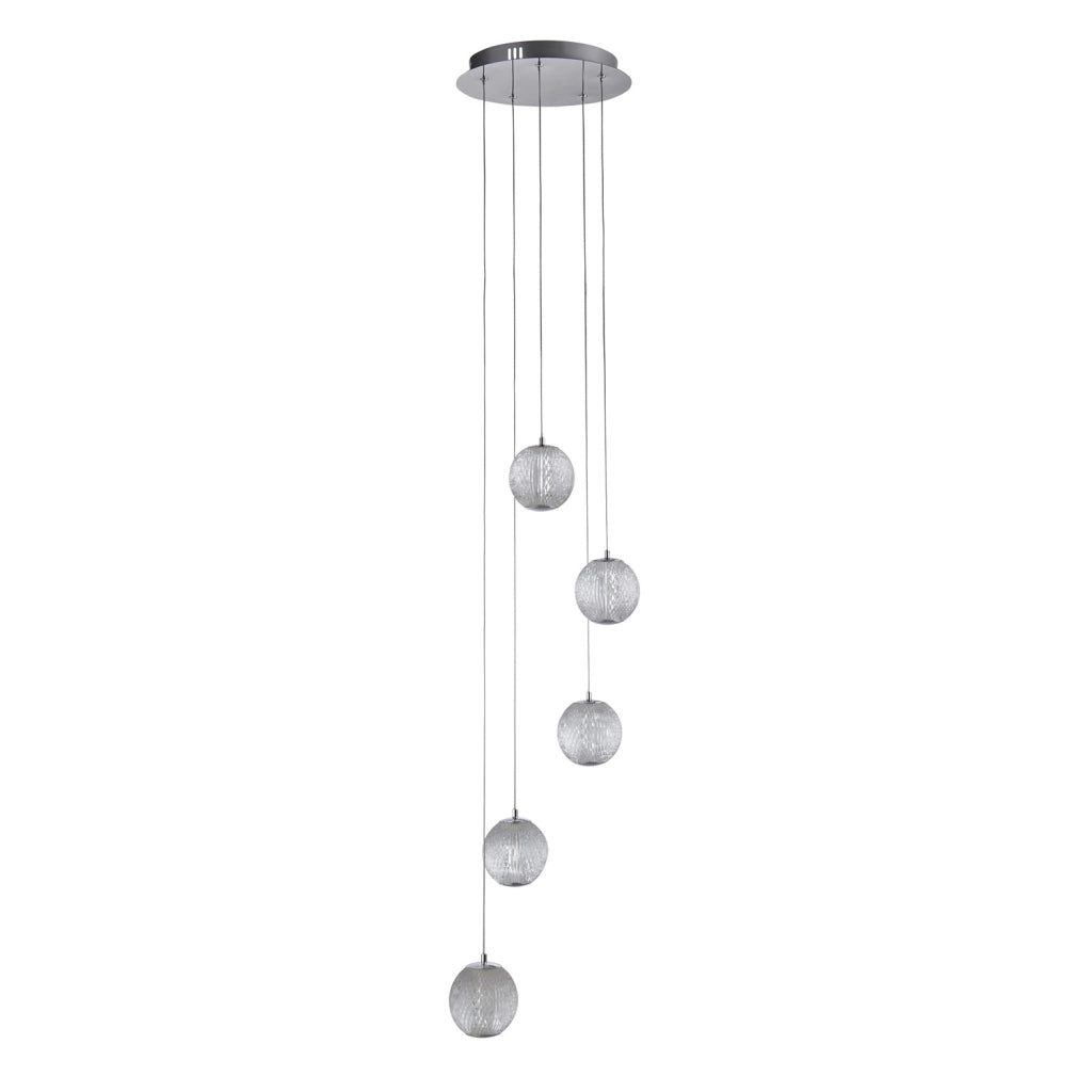 Lampadario Contemporaneo Fascino Acciaio Cromo Policarbonato Led 28W 3000K