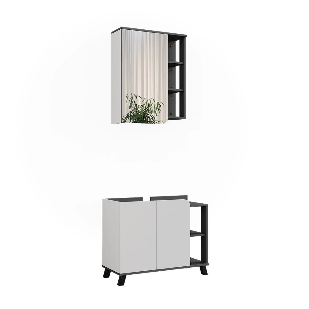 Vicco Set di mobili da bagno Antracite/bianco 2 parti