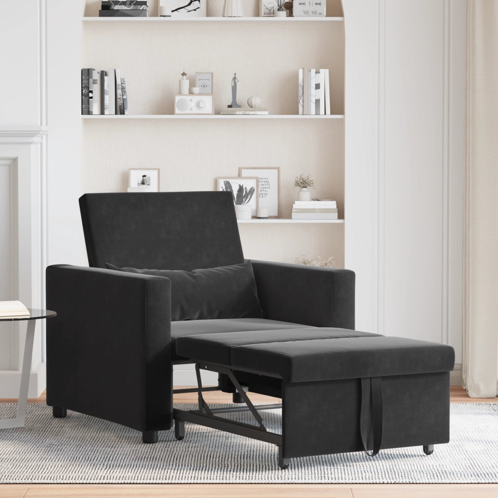 Divano Letto Convertibile 3-in-1 in Velluto Nero