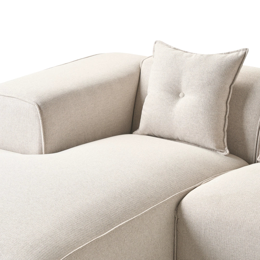 Divano Angolare color Beige chiaro 3 Posti Cuscini Extra stile moderno soggiorno