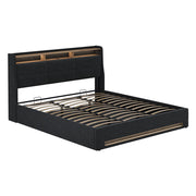 Vitalispa Letto imbottito Antracite/quercia 180x200 con LED e porta USB