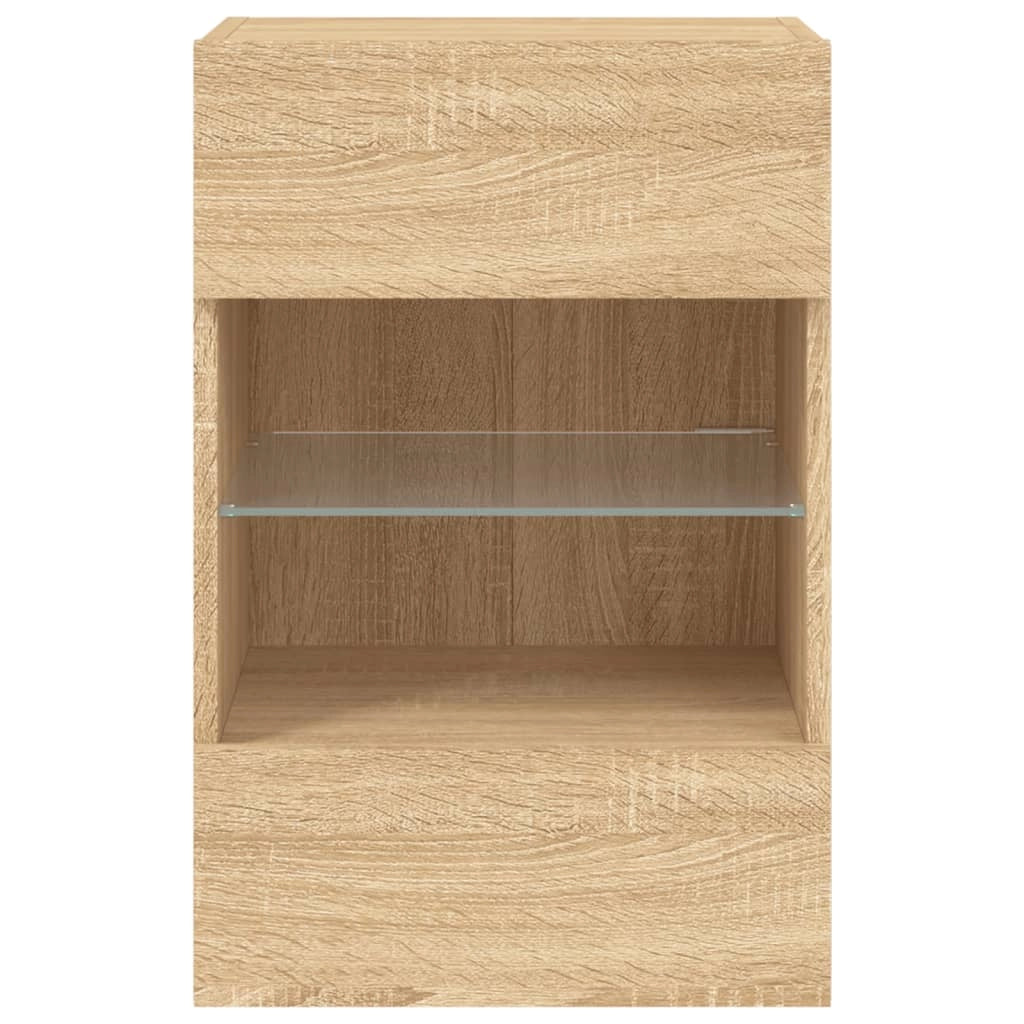 Mobile TV multimediale mensola TV credenza mobile TV sala da pranzo soggiorno parete attrezzata per camera da letto con luci LED rovere Sonoma 40 x 30 x 60,5 cm marrone 02_0028014
