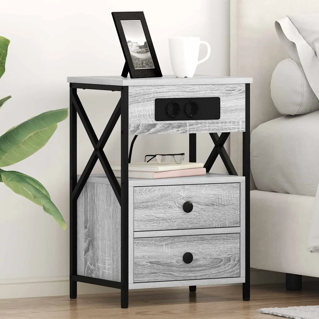 Set di 2 Comodini | Armadio da Notte | Mobiletto da notte Grigio Sonoma 40 x 31 x 60 cm