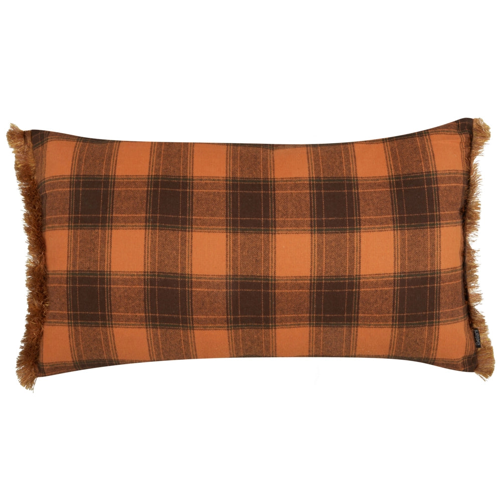 Set di 2 cuscini decorativi con motivo a scacchiera e nappe rettangolari nero e arancione 40 x 70 cm camera da letto soggiorno stile retrò