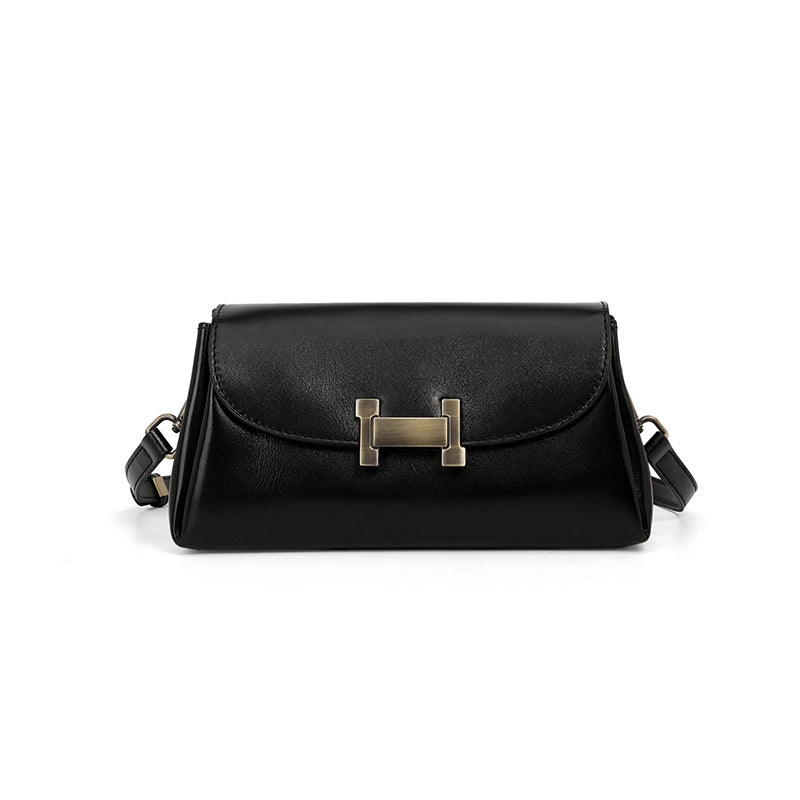 Borsa a tracolla da donna in vera pelle nera