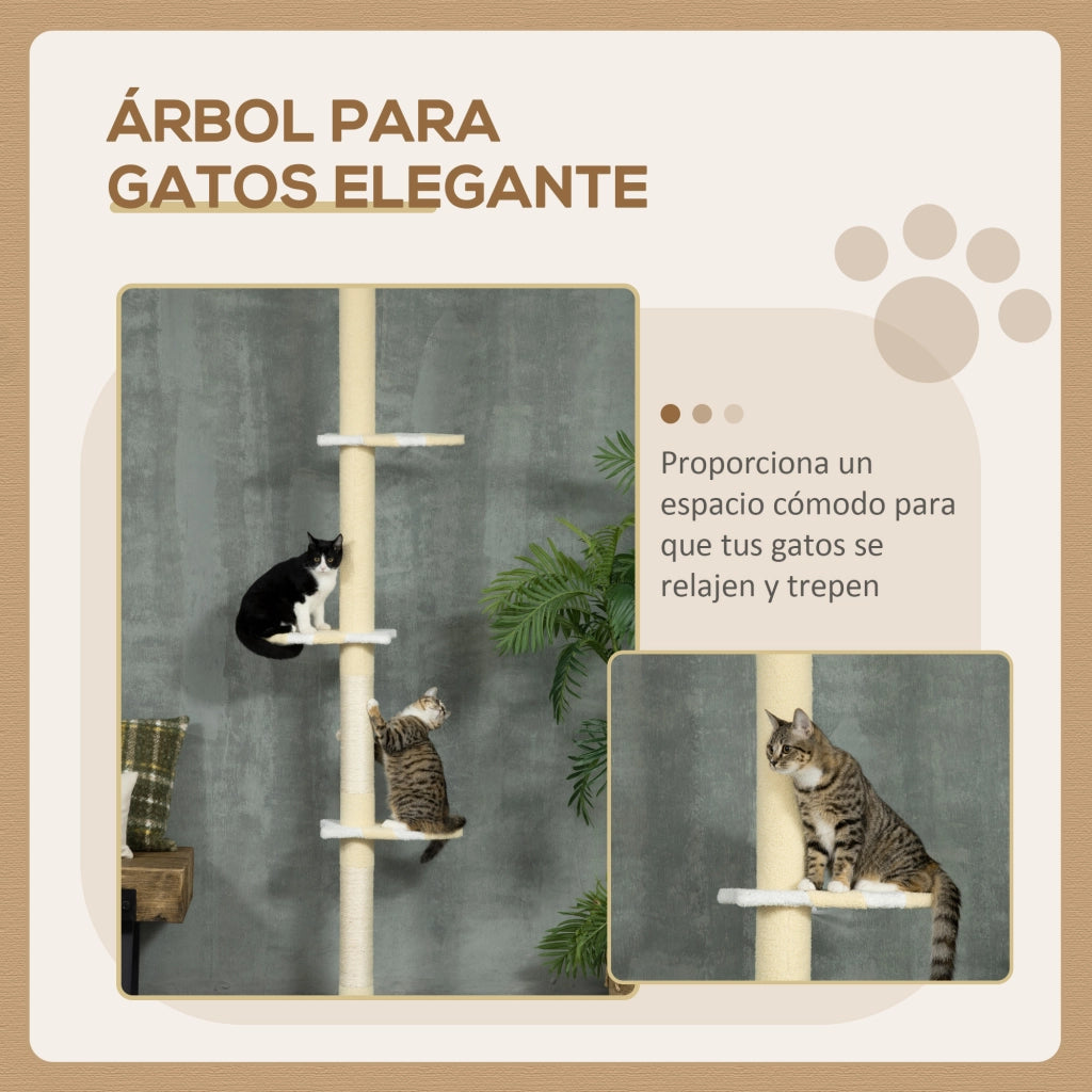 Albero per gatto ¨C zephmum ¨C crema 47x34x220-260 cm